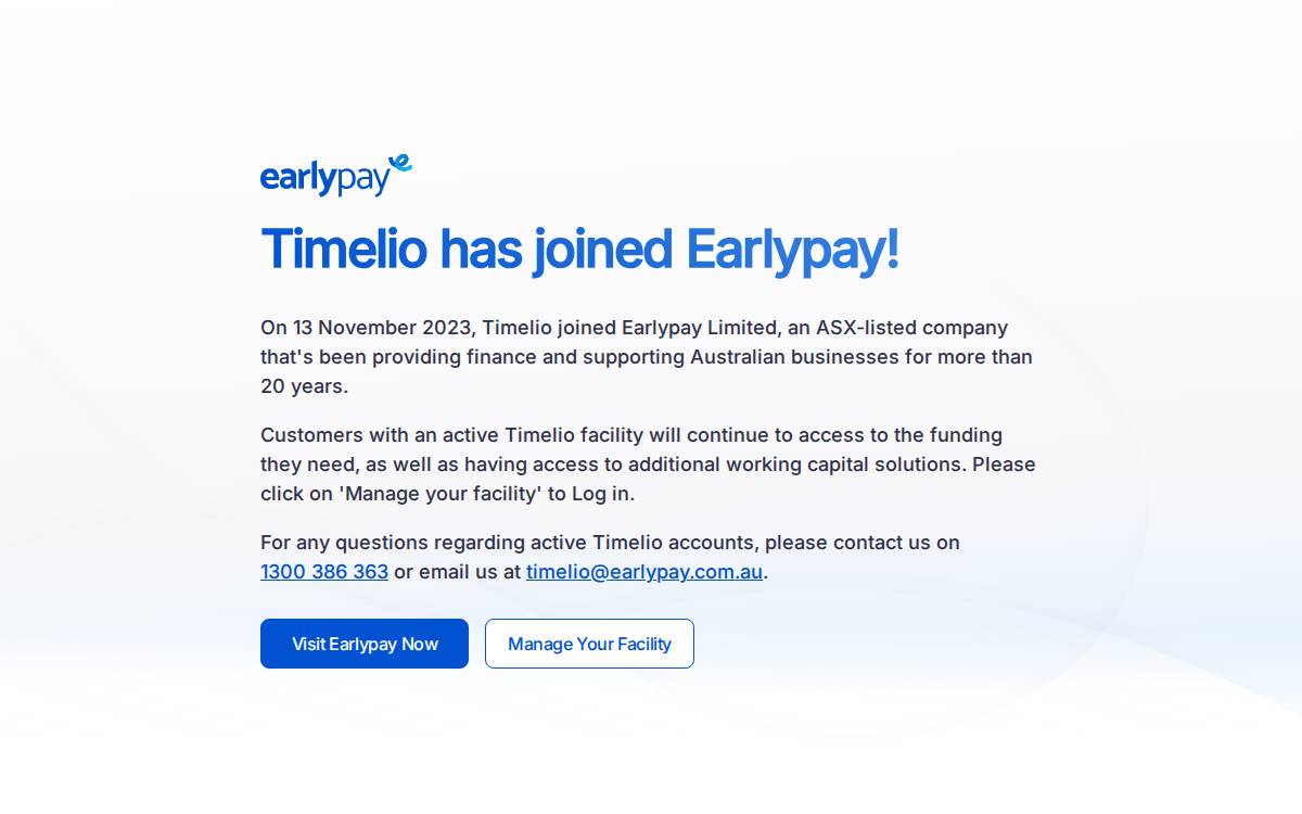 Timelio website preview