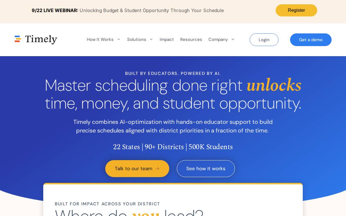 Timelyschools website preview