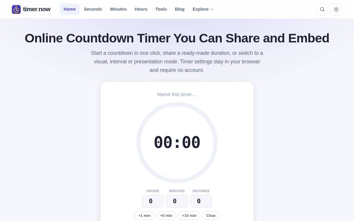 Timer website preview