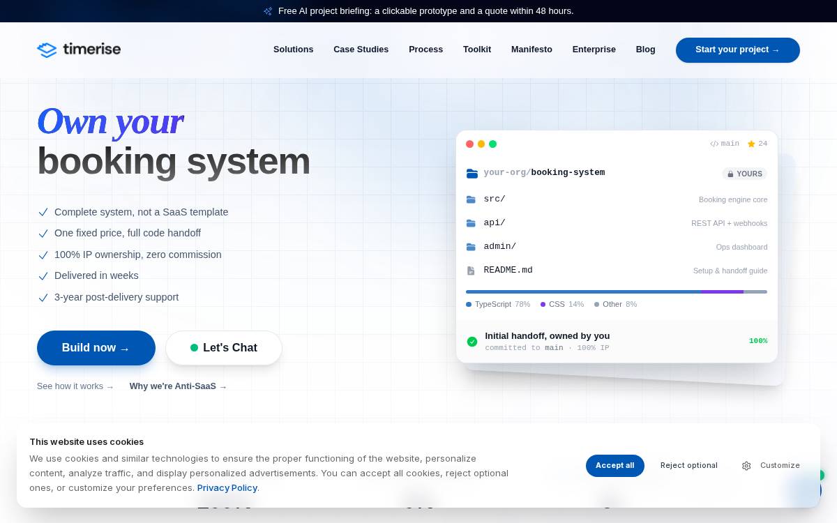 Timerise website preview
