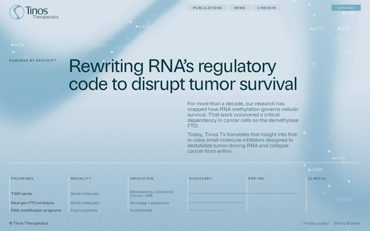 Tinos Therapeutics website preview