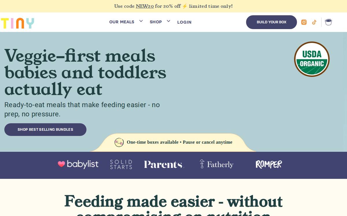 Tiny Organics website preview