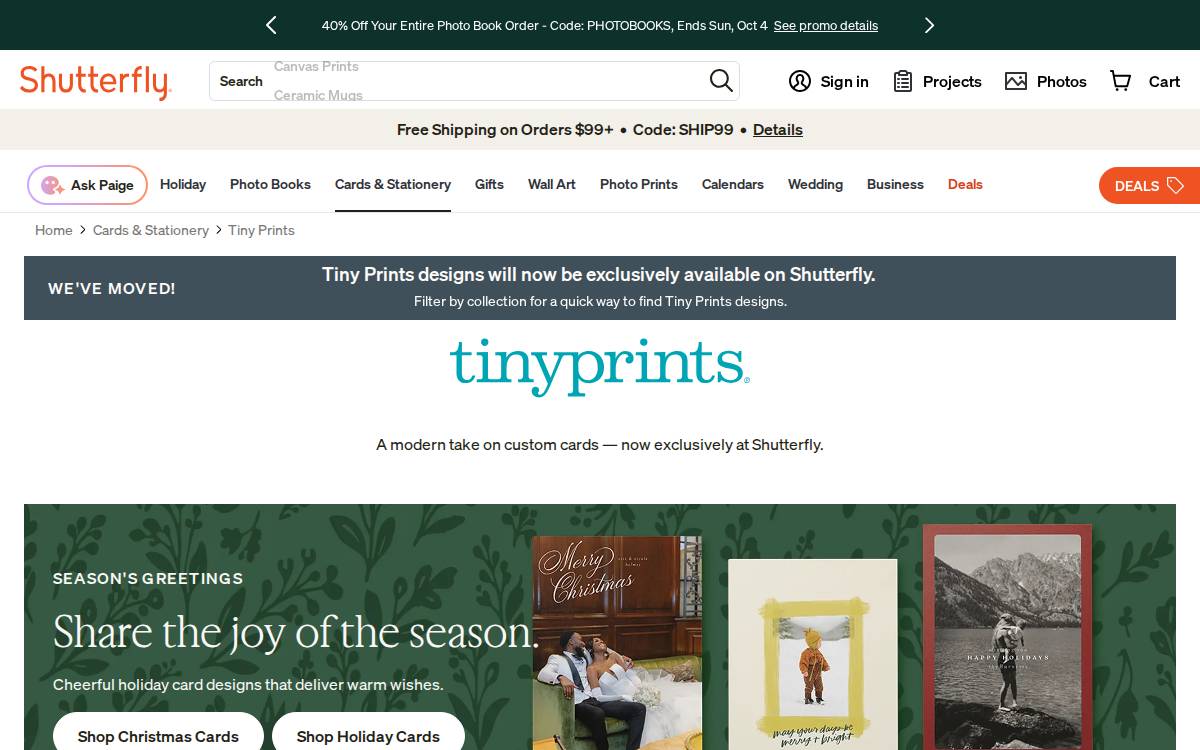 Tiny Prints website preview