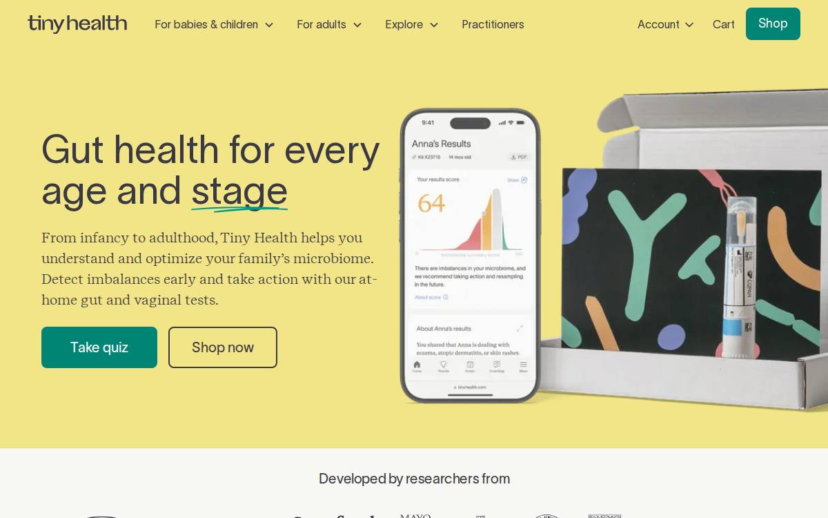 Tiny Health website preview