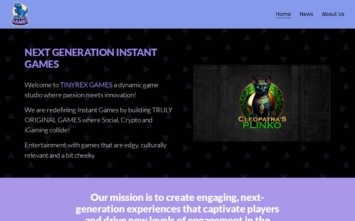 TinyRex Games website preview