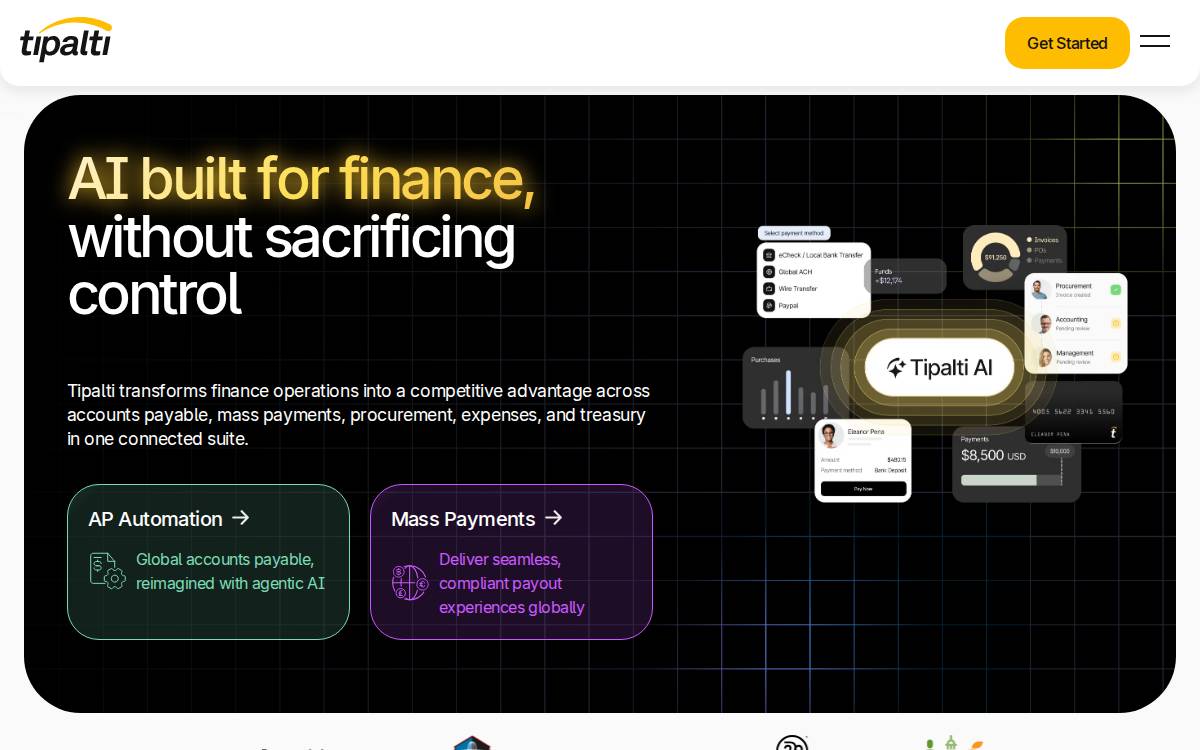 Tipalti website preview