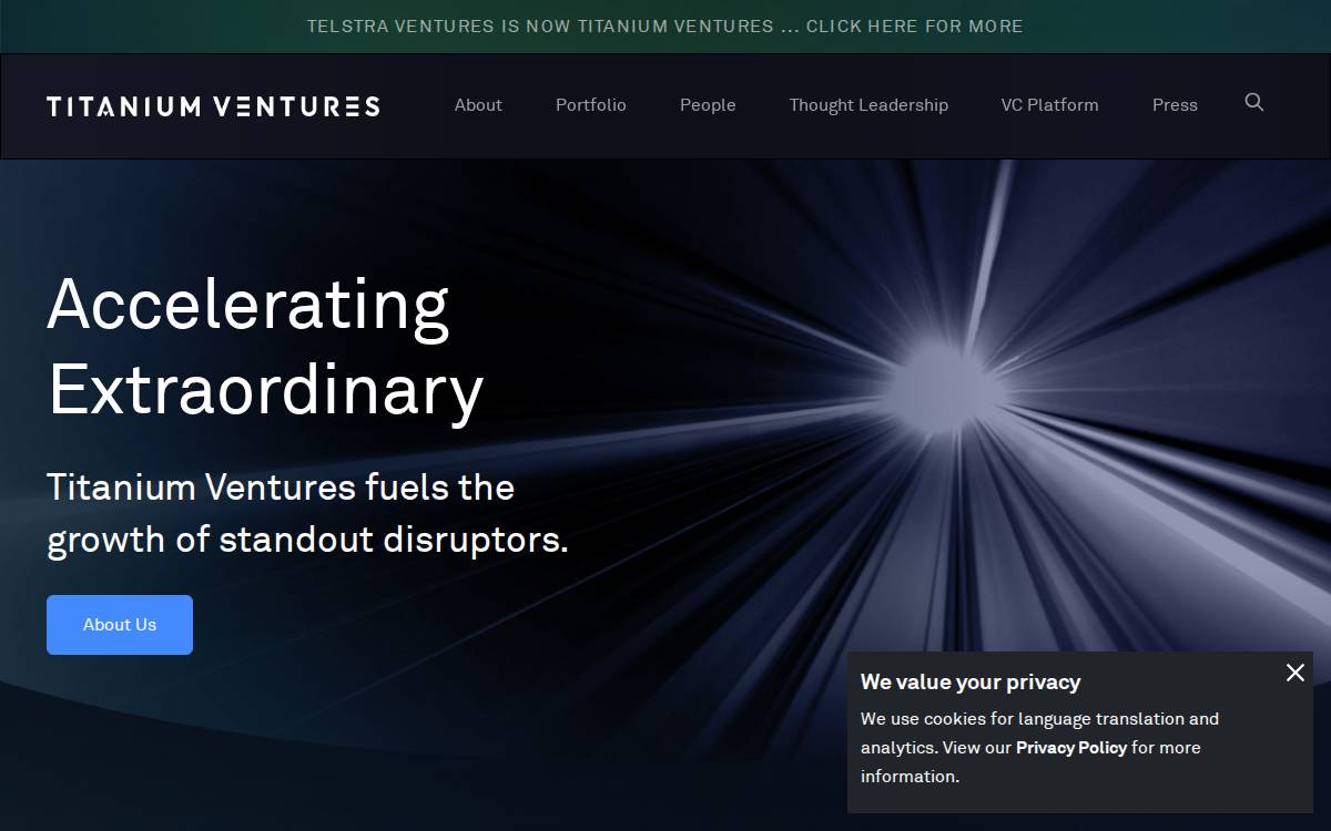 Titanium Ventures website preview