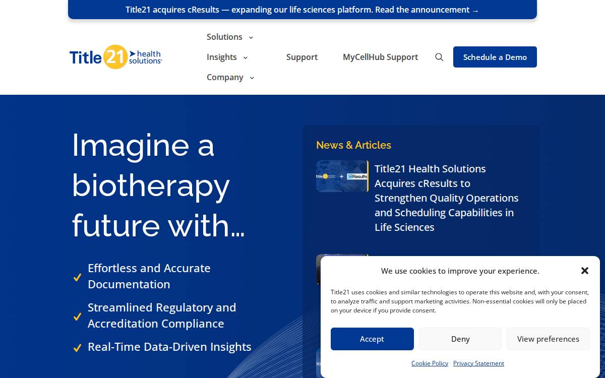 Title21 Health Solutions website preview