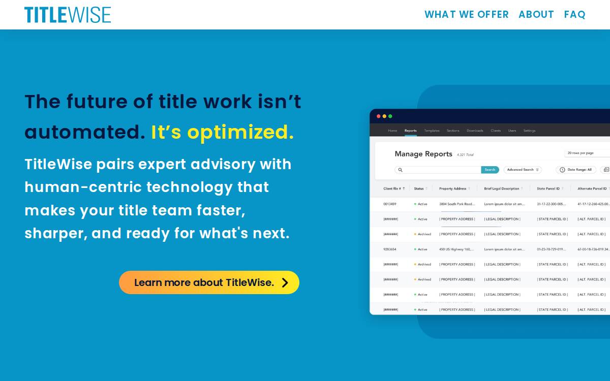 Titlewise Technologies website preview