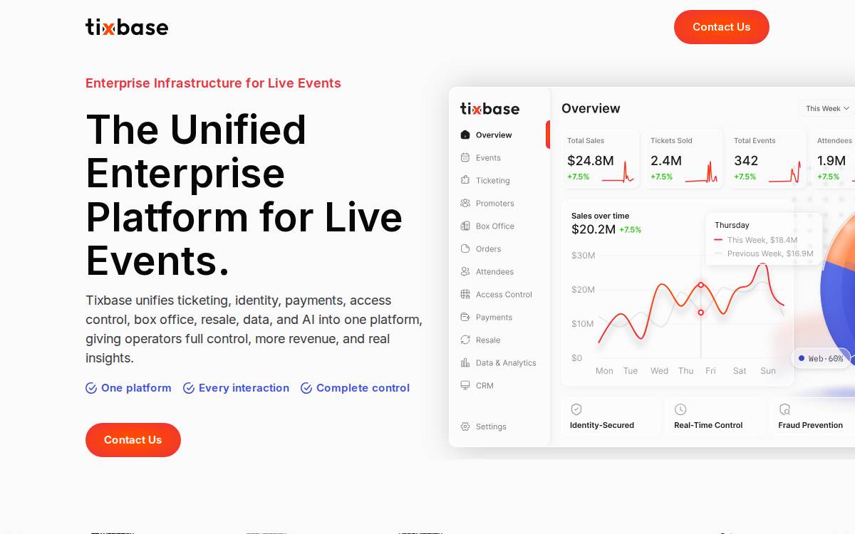 Tixbase website preview