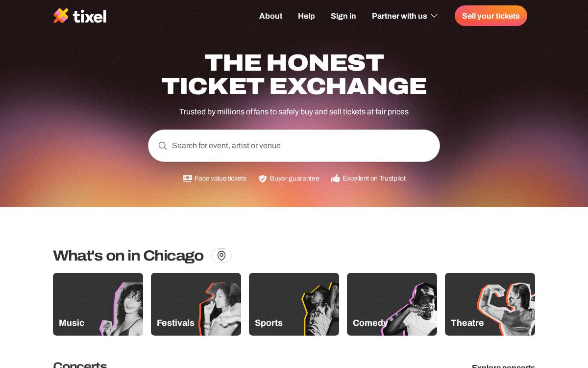 Tixel website preview