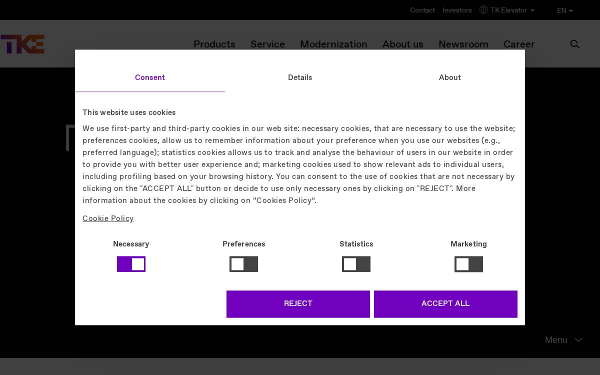 TK Elevator website preview