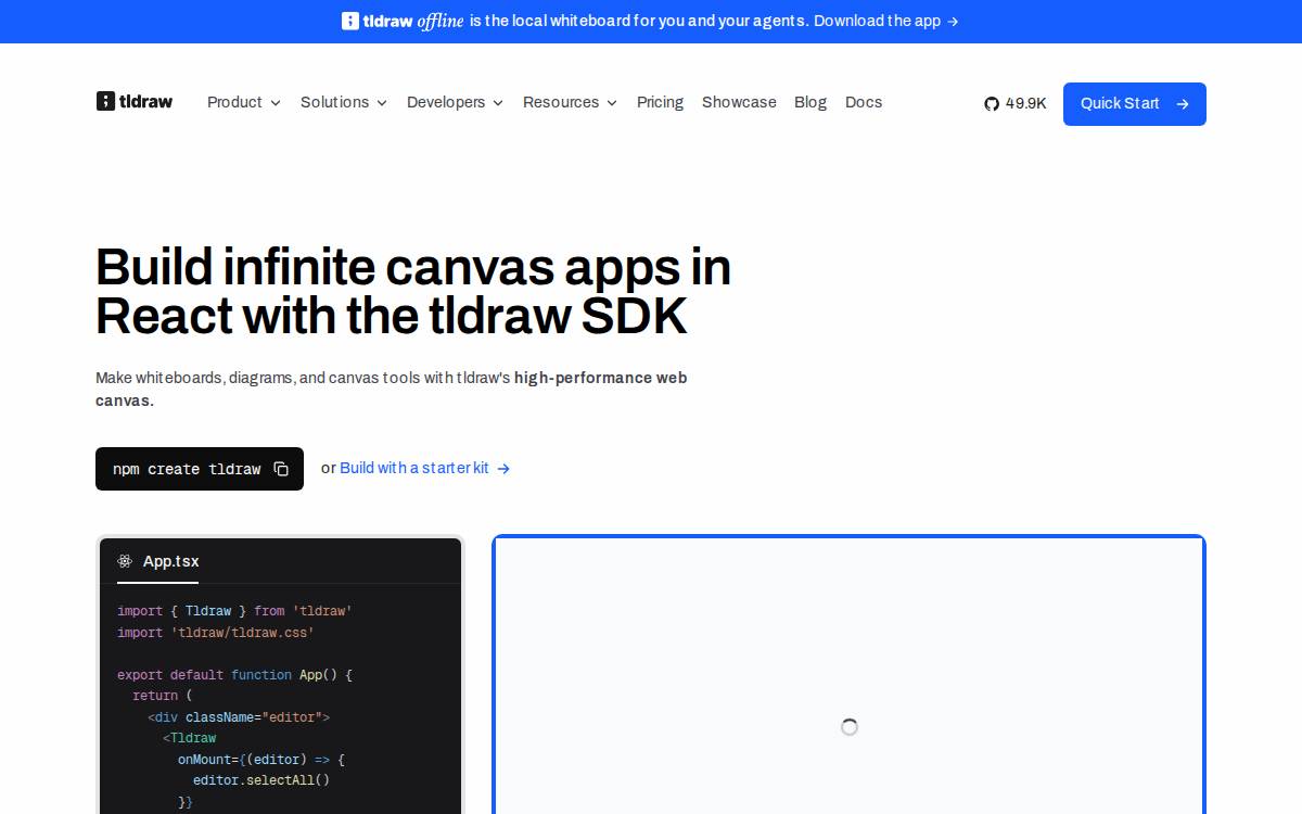 tldraw website preview
