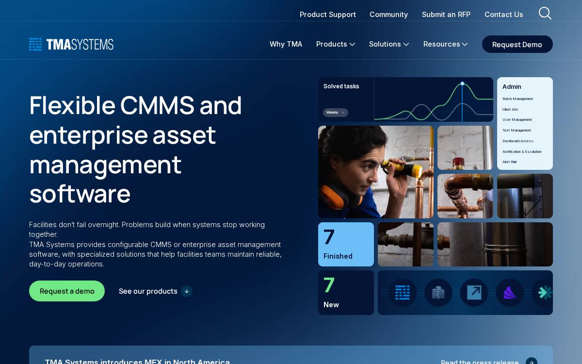 TMA Systems website preview