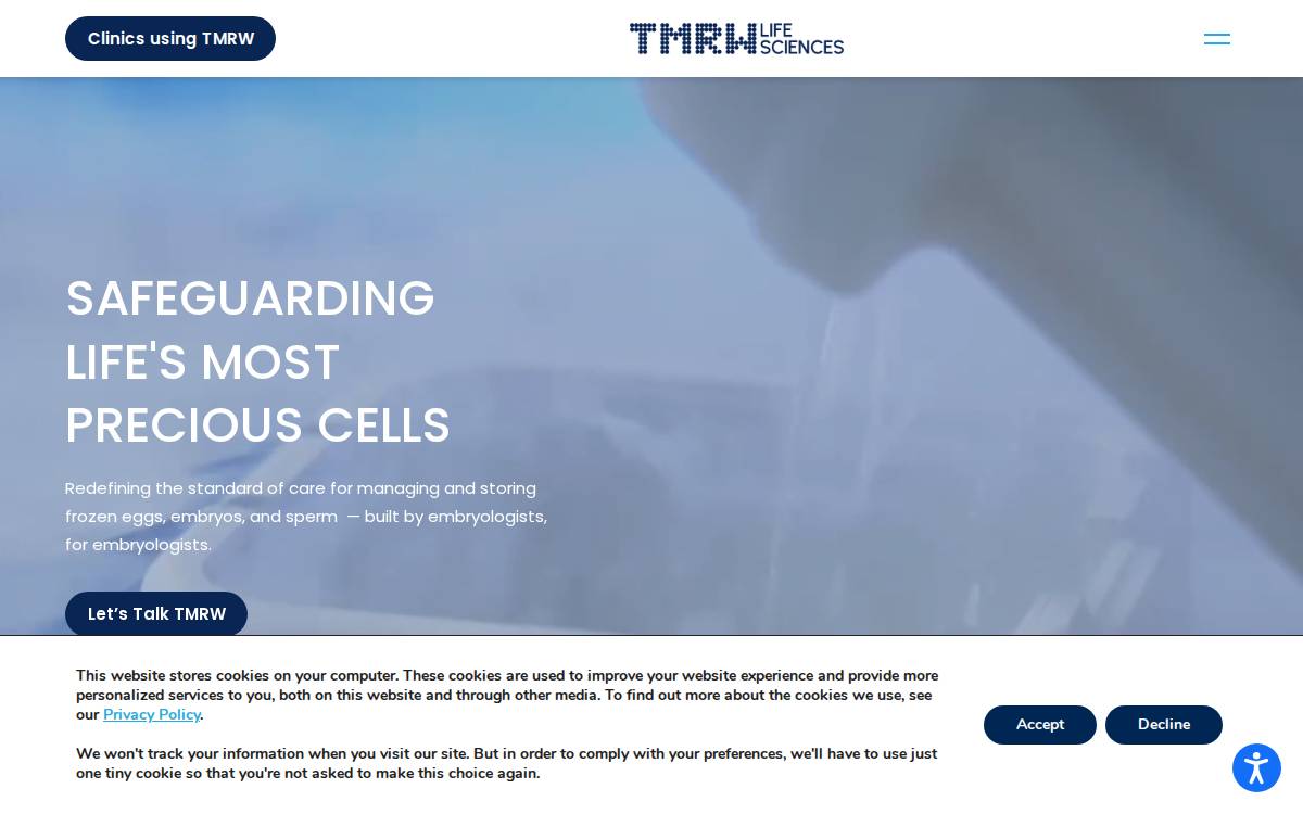 TMRW Life Sciences website preview