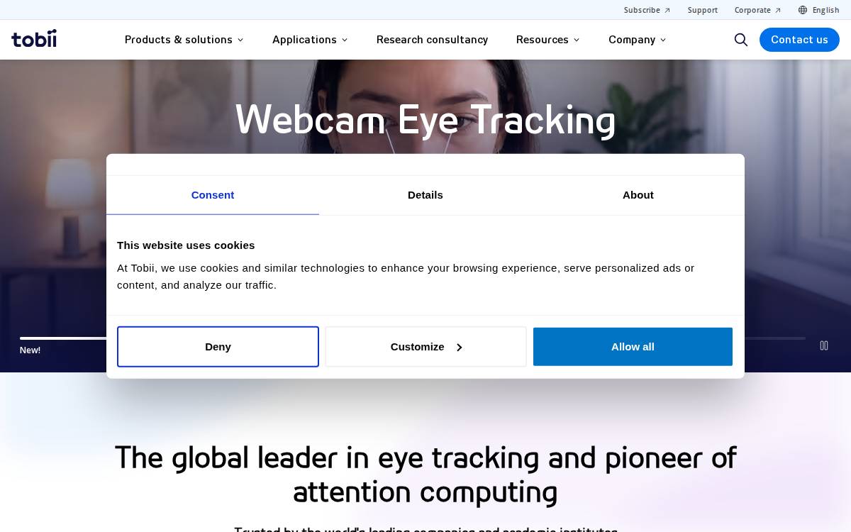 Tobii website preview