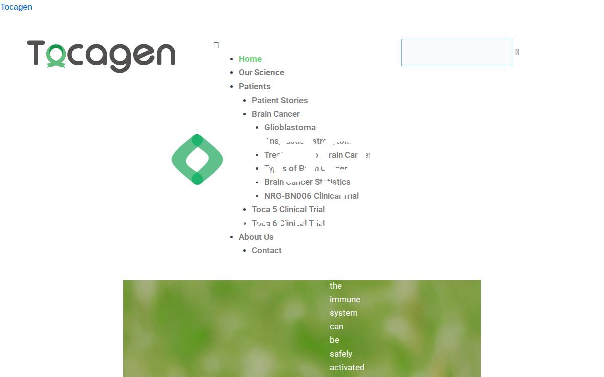 Tocagen website preview