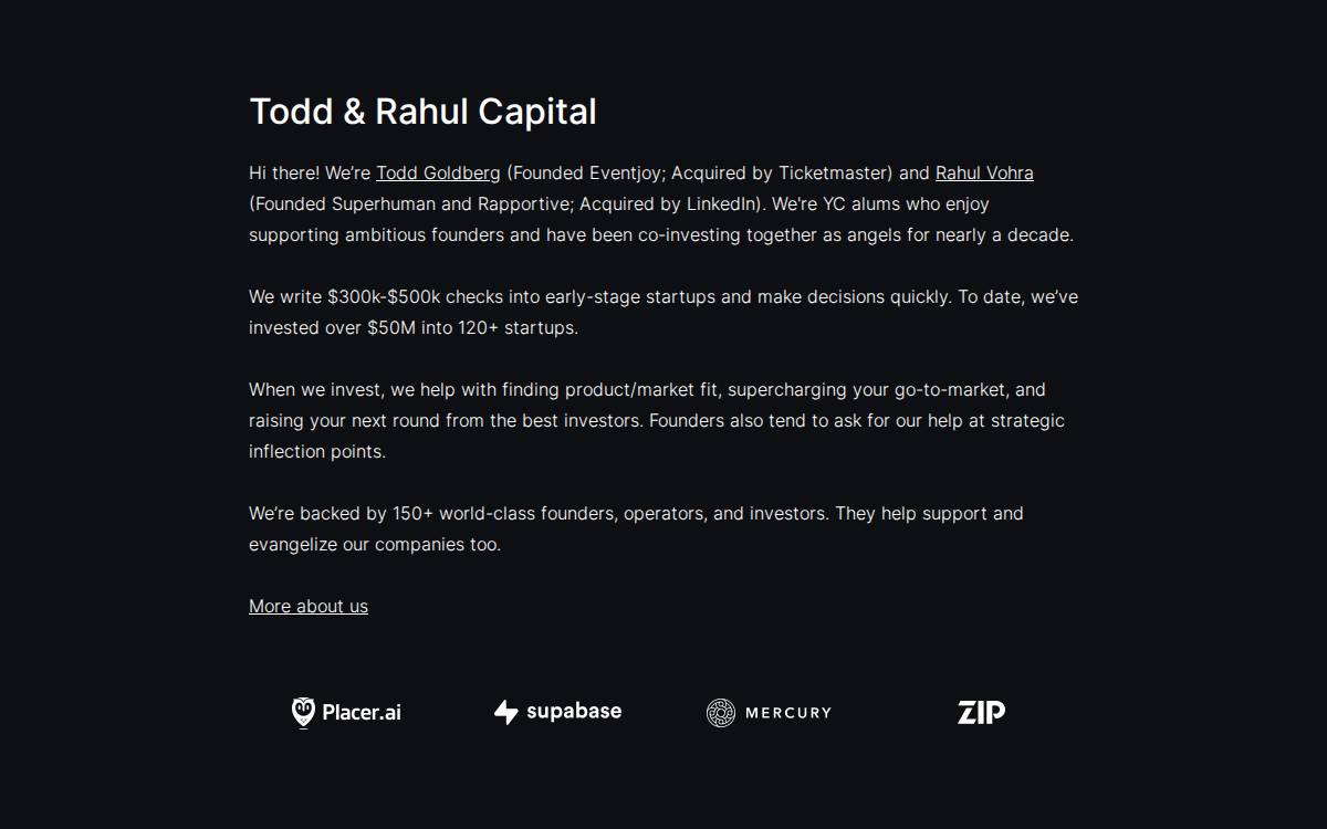 Todd & Rahul Capital website preview