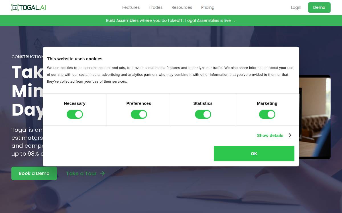 Togal website preview