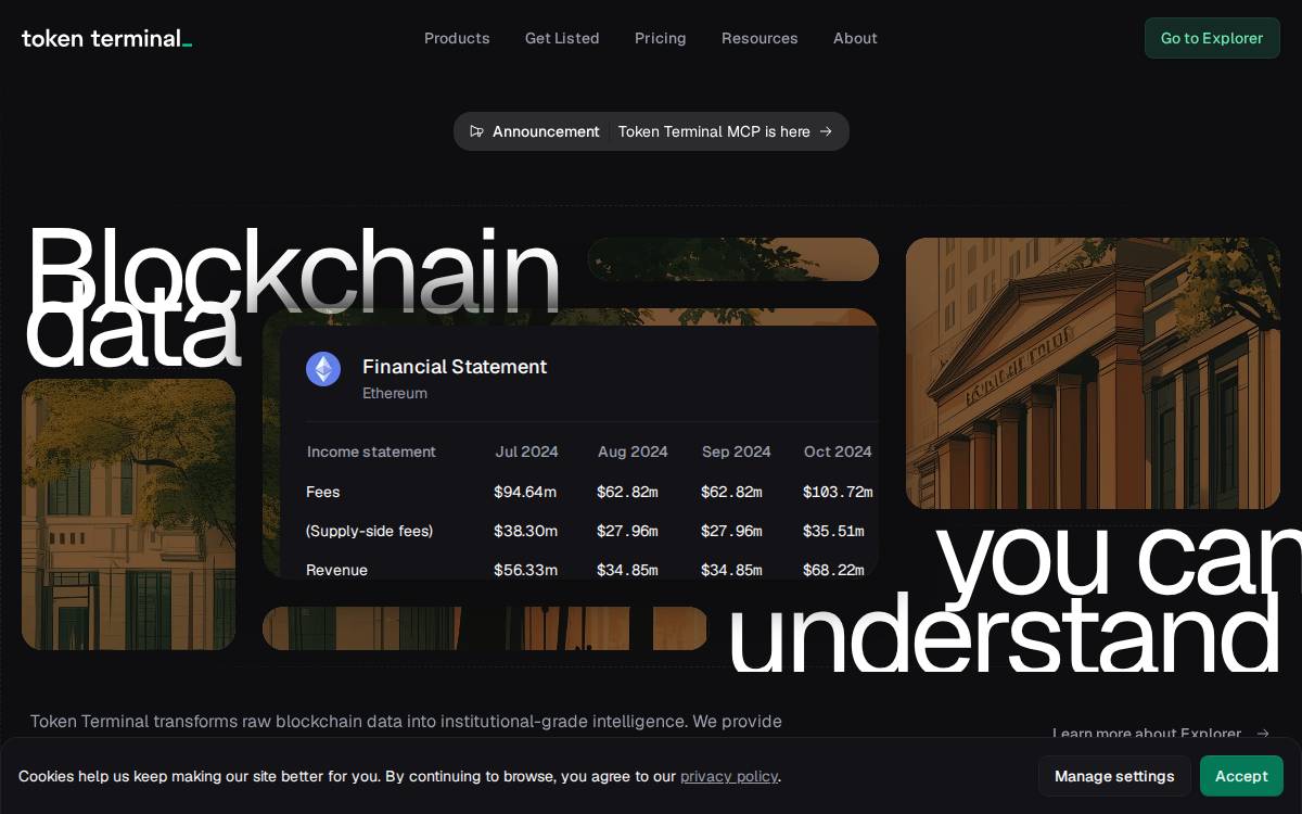 Token Terminal website preview
