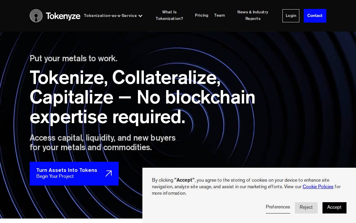 Tokenyze website preview