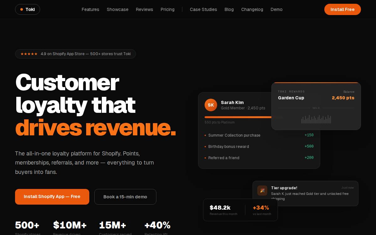 Toki website preview