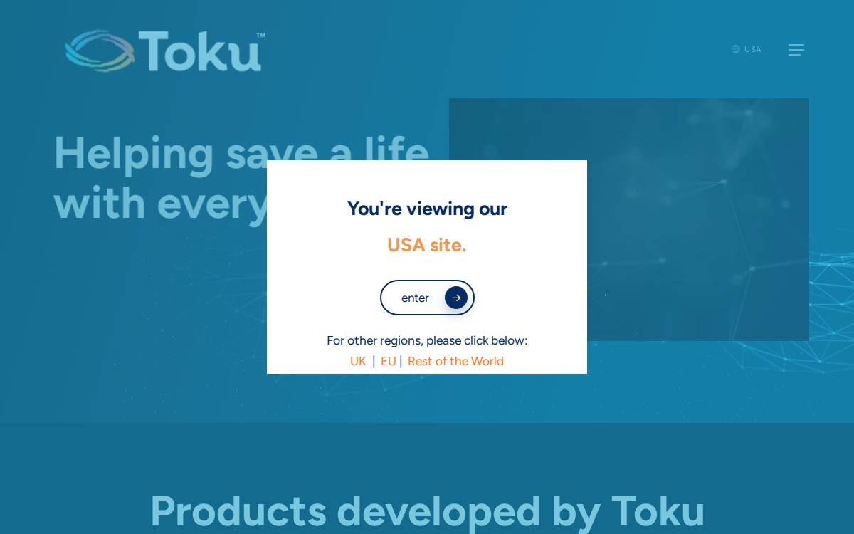 Toku website preview