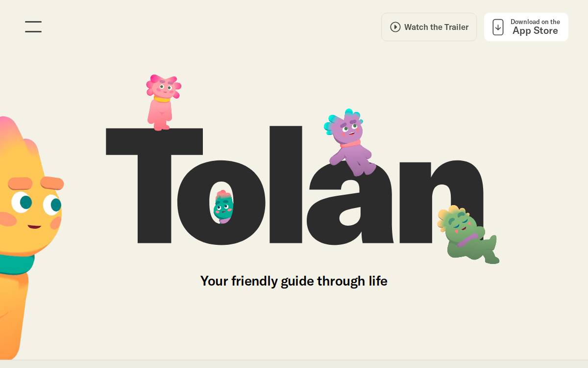 Tolan AI companion website preview