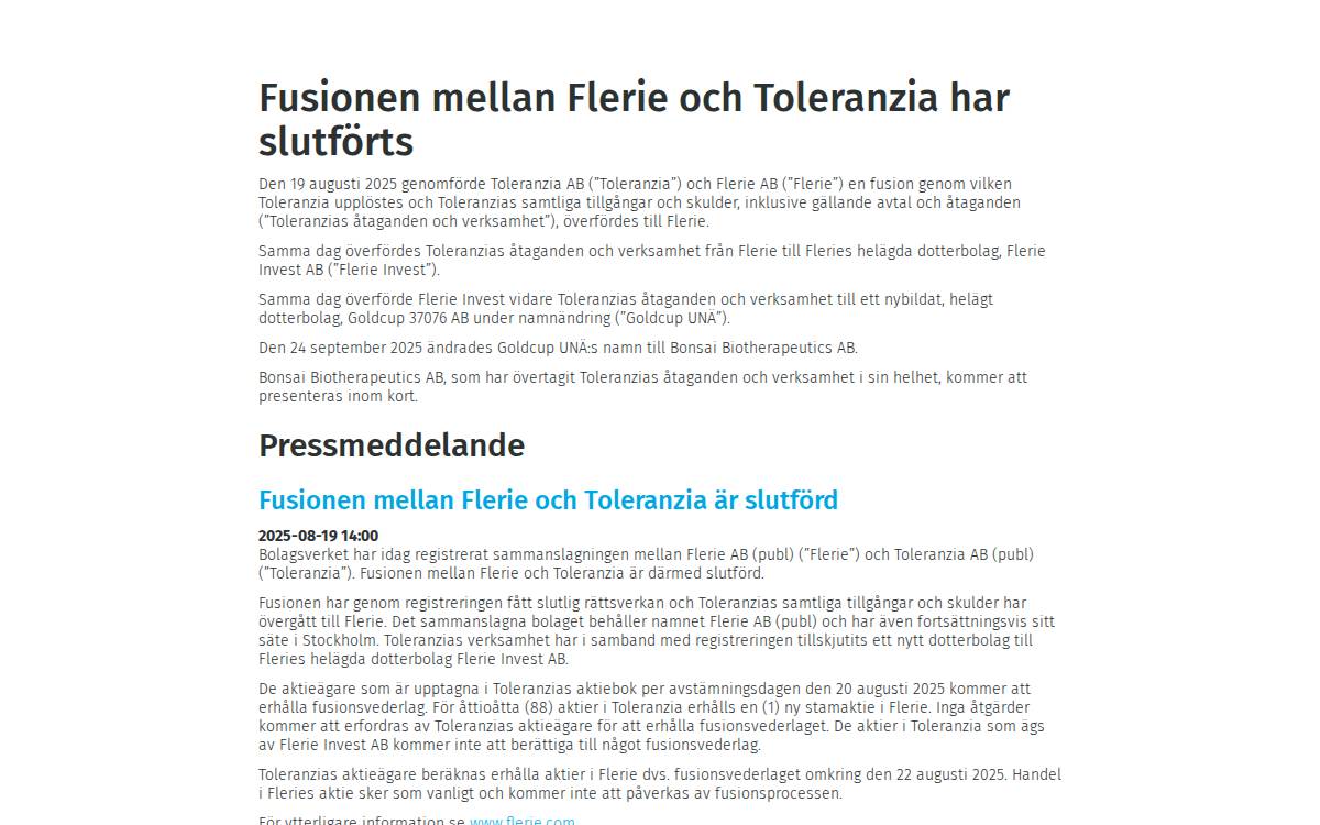 Toleranzia website preview