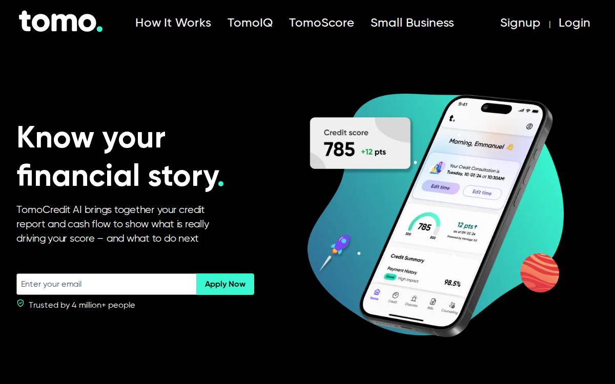TomoCredit website preview