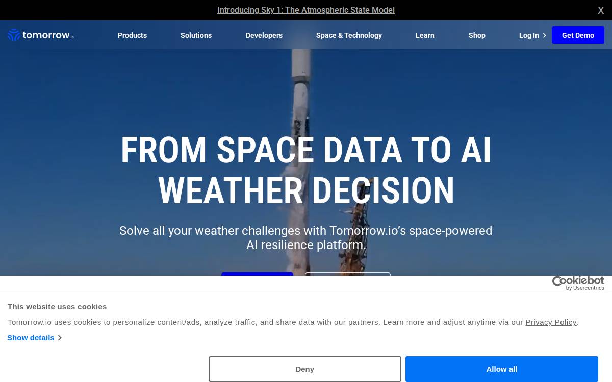 Tomorrow Io website preview