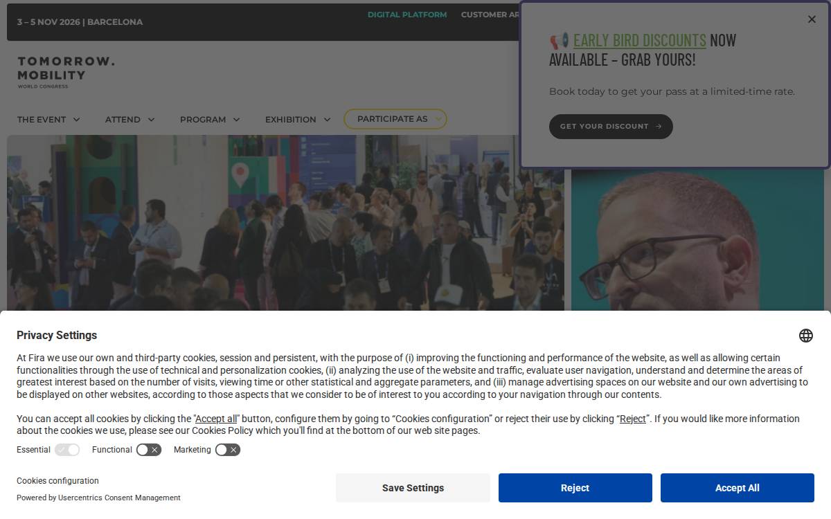 Tomorrow.Mobility World Conference website preview