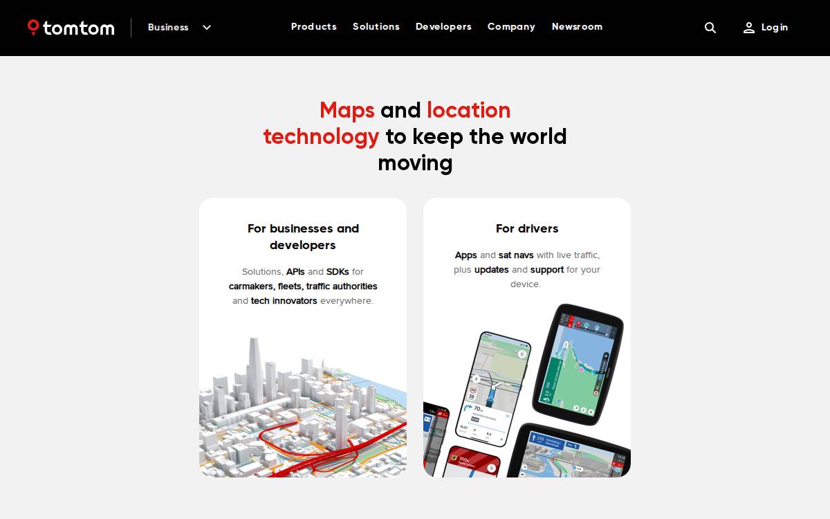 TomTom website preview
