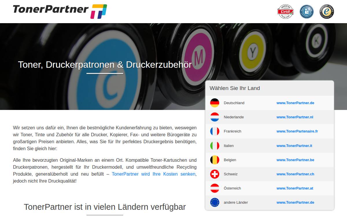 TonerPartner website preview