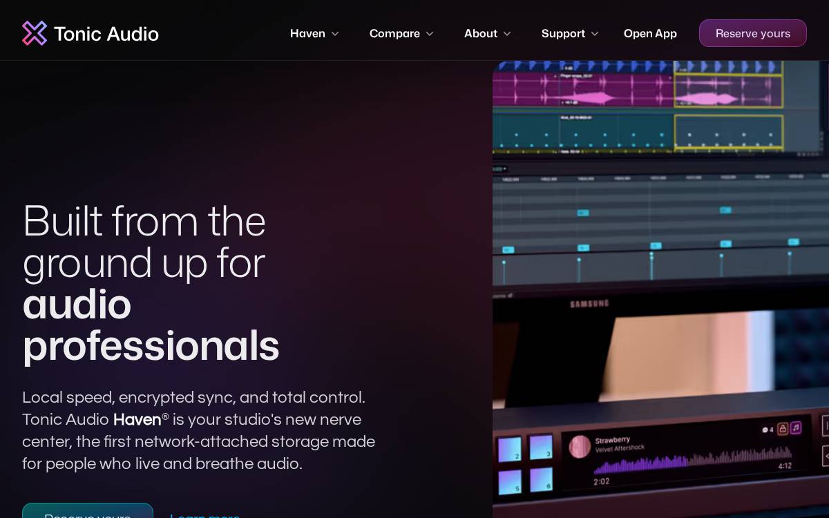 Tonic Audio website preview