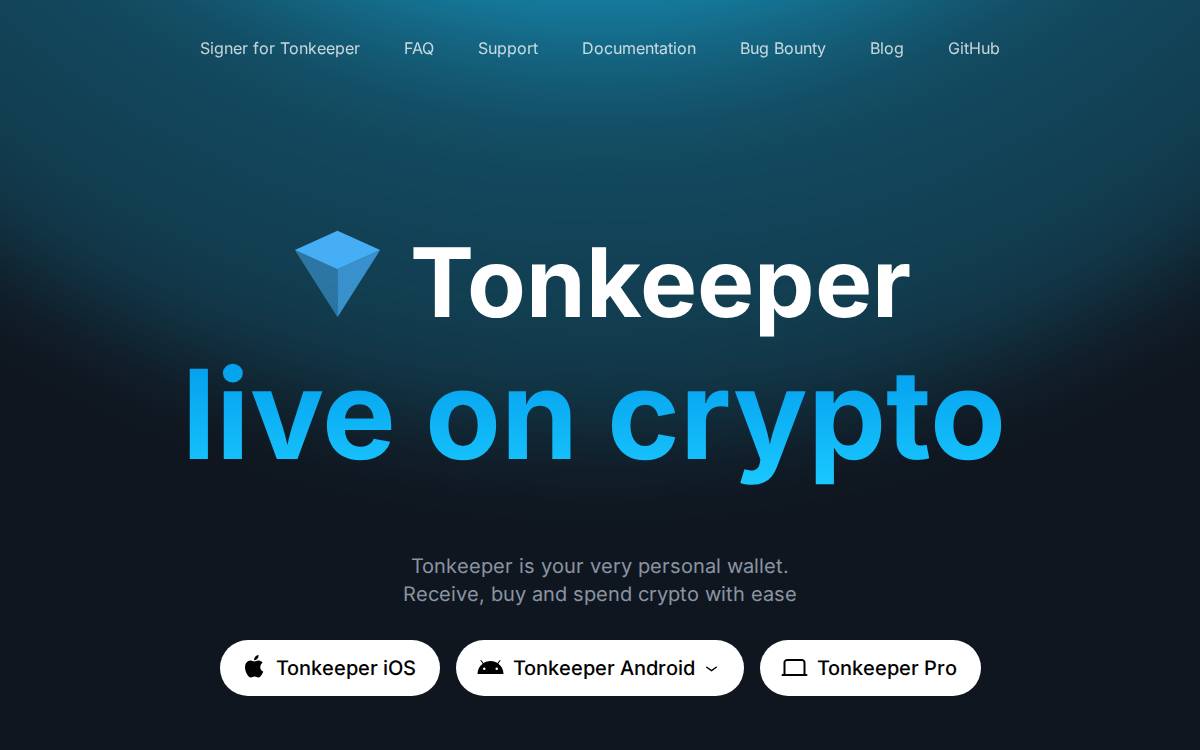 Tonkeeper website preview