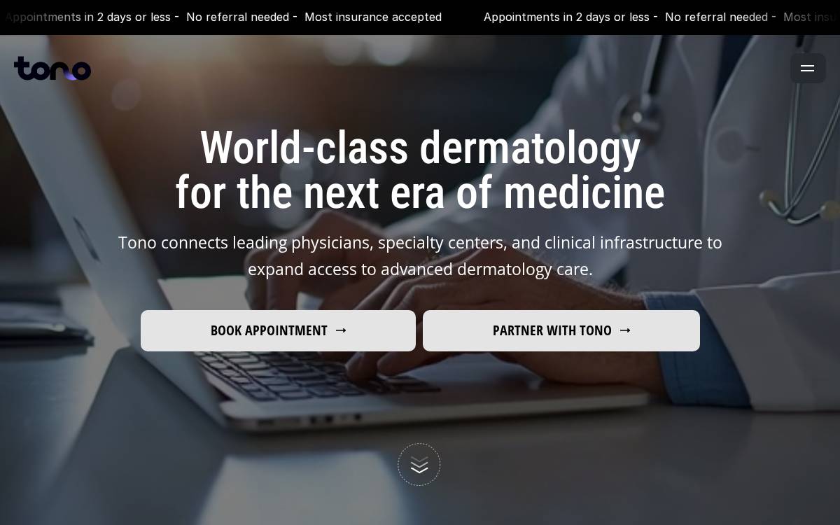 Tonohealth website preview