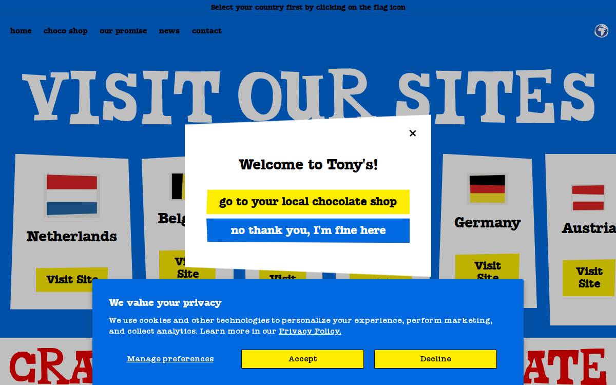 Tony's website preview