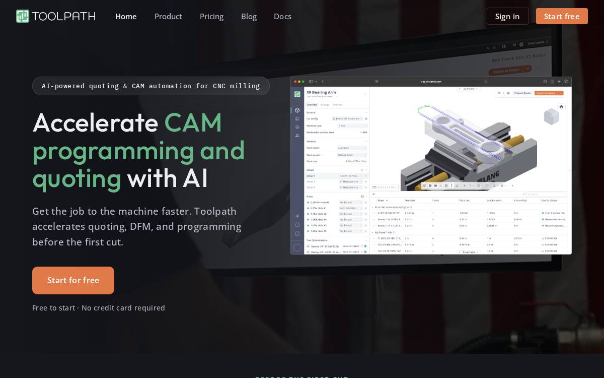 Toolpath website preview