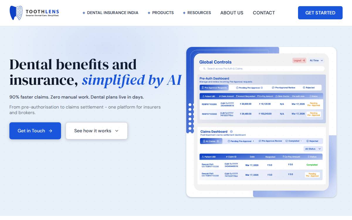 Toothlens website preview