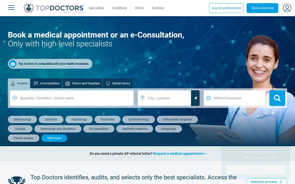 TopDoctors website preview