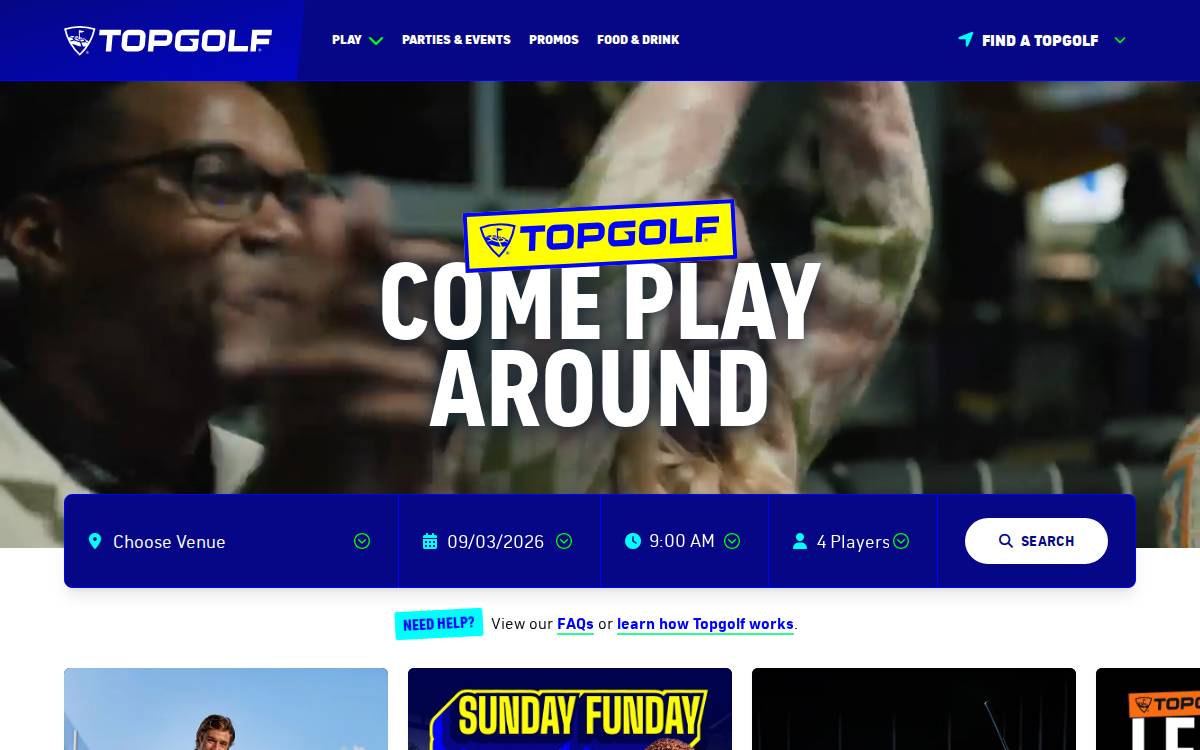 Topgolf website preview