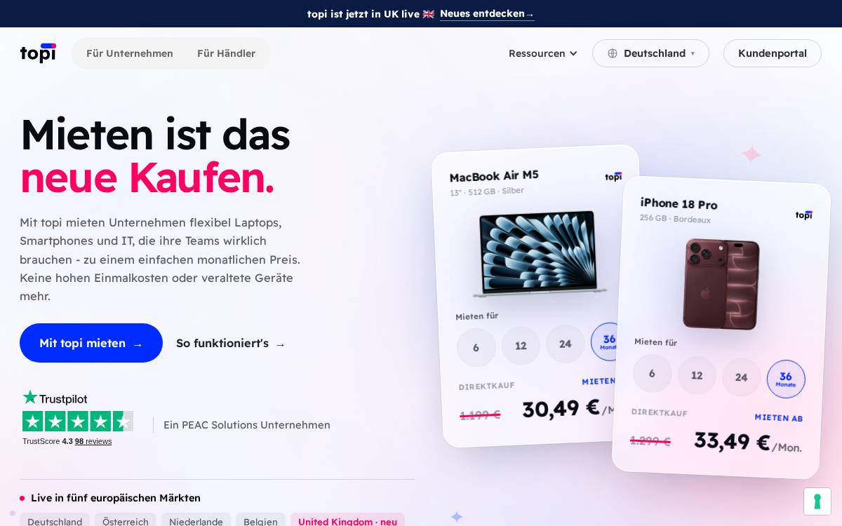 Topi website preview