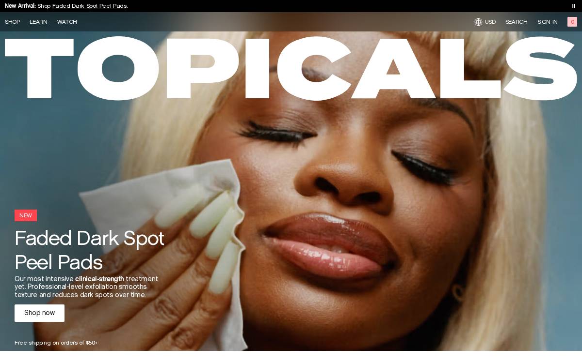 Topicals website preview