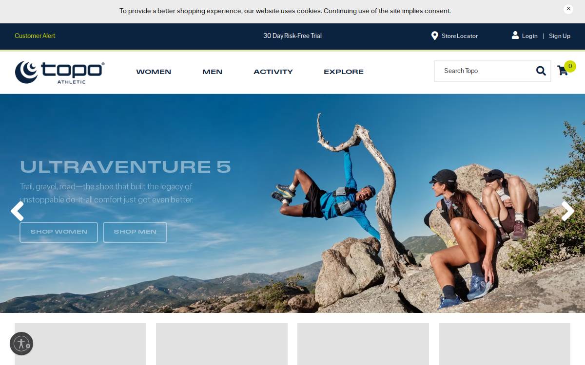Topo Athletic website preview