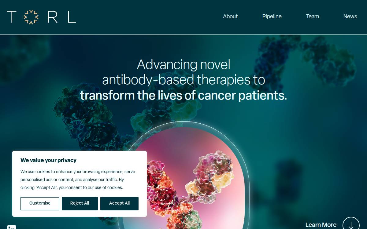 Torl Bio website preview