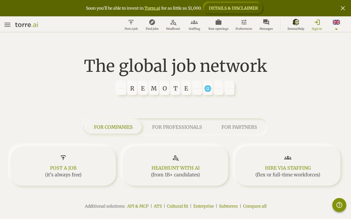 Torre website preview