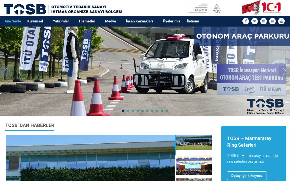 TOSB Otomotiv Yan Sanayi İhtisas Organize Sanayi Bölgesi website preview