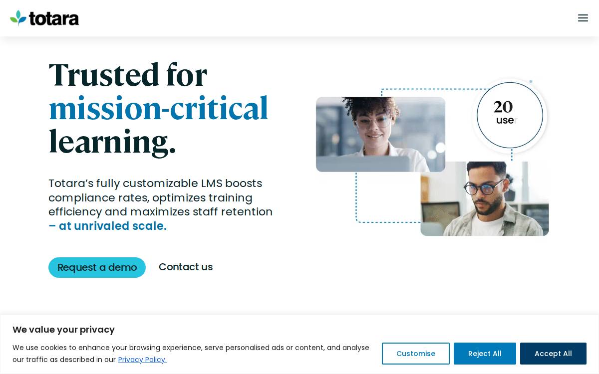 Totara Learning website preview