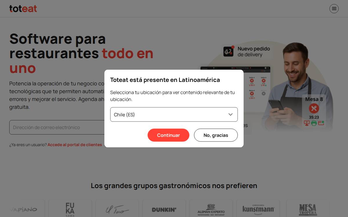 Toteat website preview